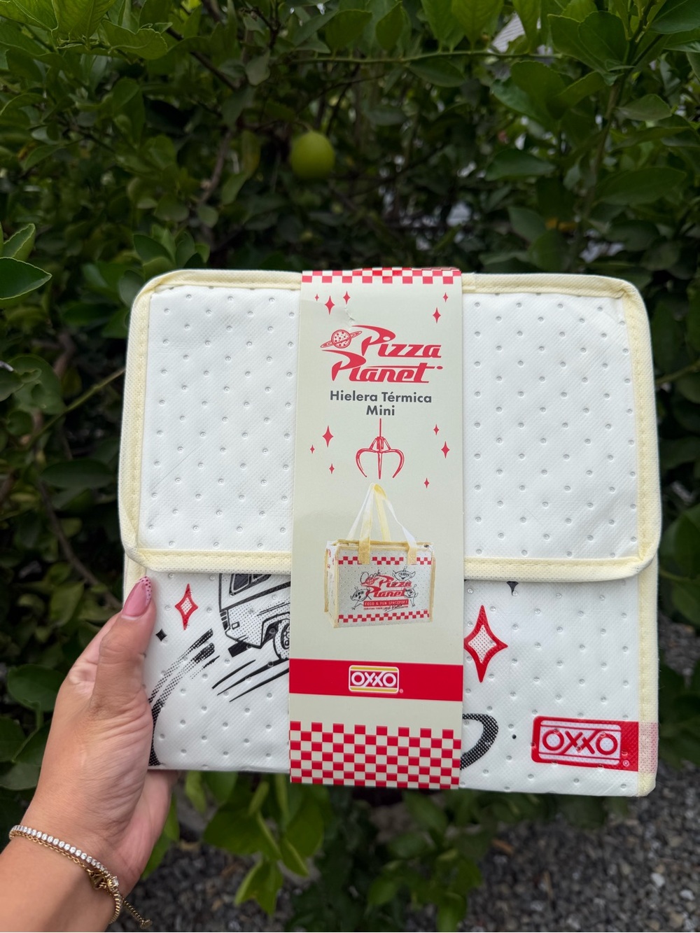 Pizza Planet x OXXO Mini Thermal Cooler Bag - White with Red Accents